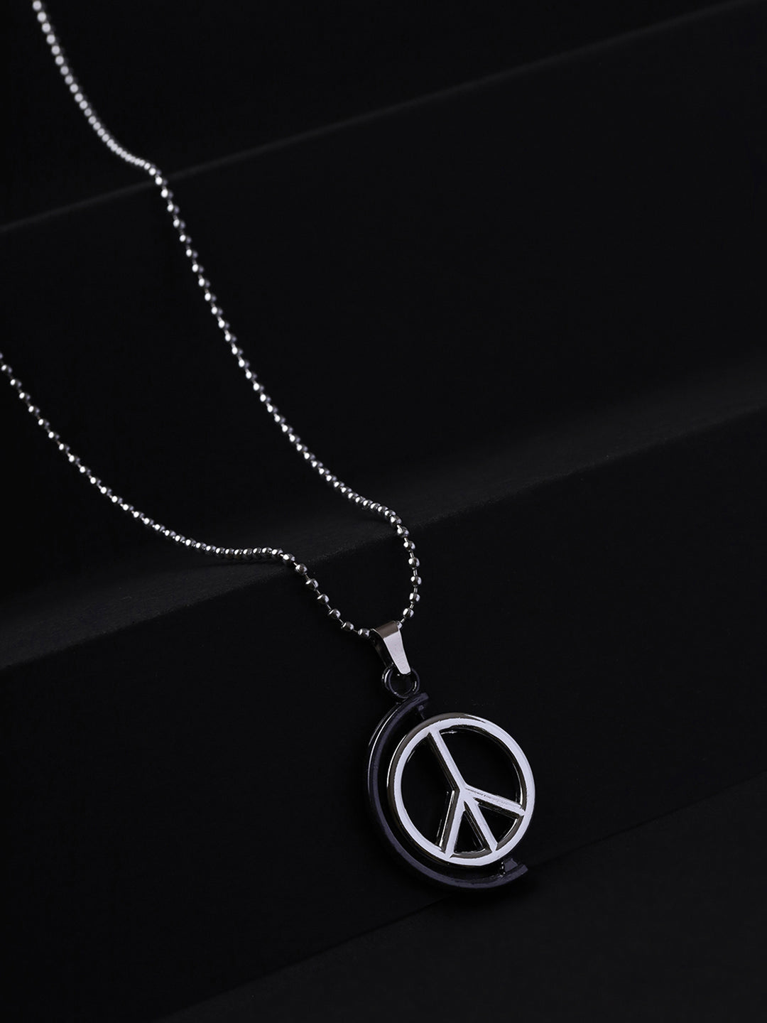 Bold by Priyaasi Embrace Serenity with Peace Sign Anjaan Slide Charm silver plated men's chain