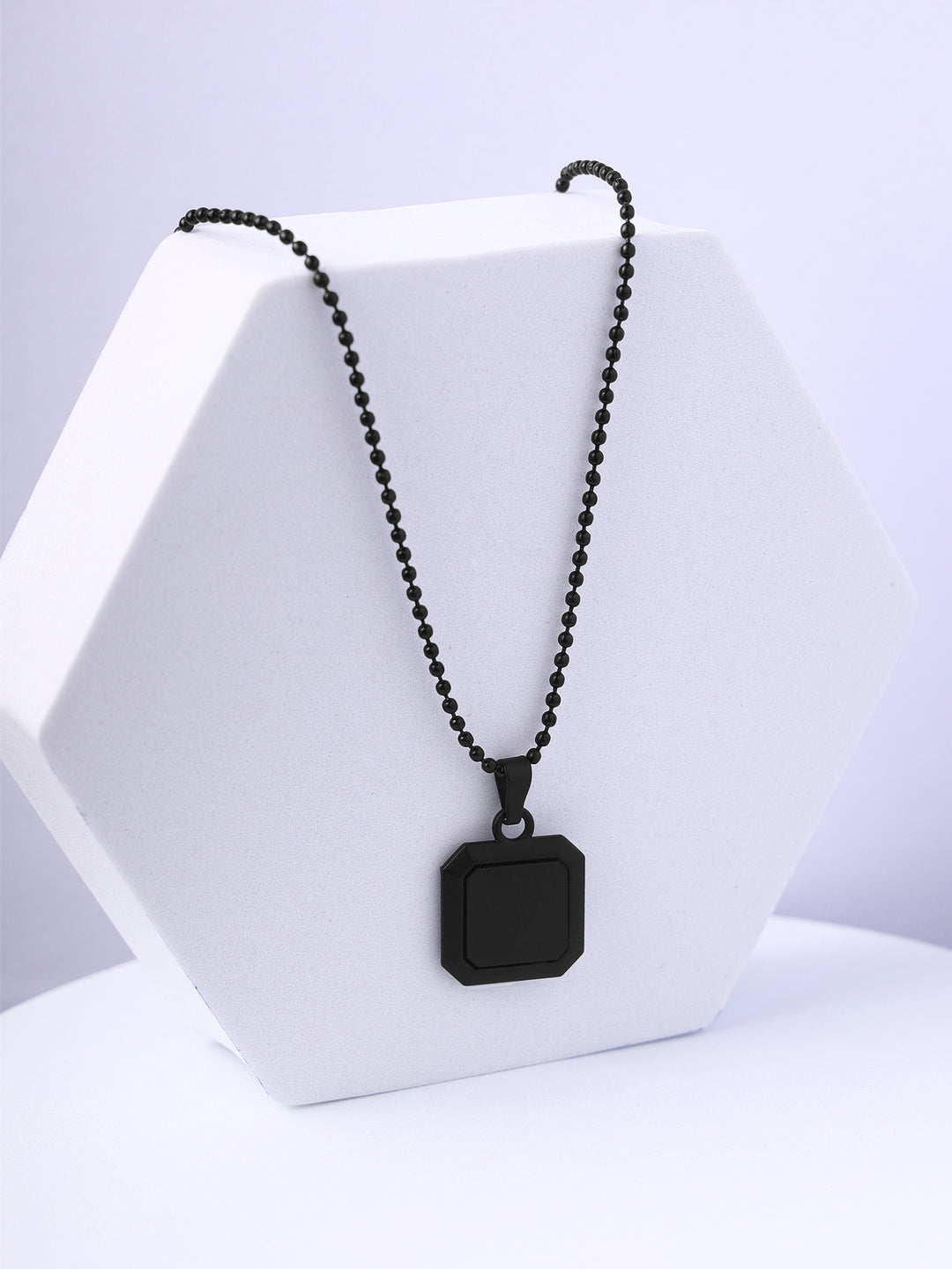 Bold By Priyaasi Black Plated Men's Chain with Square Pendant