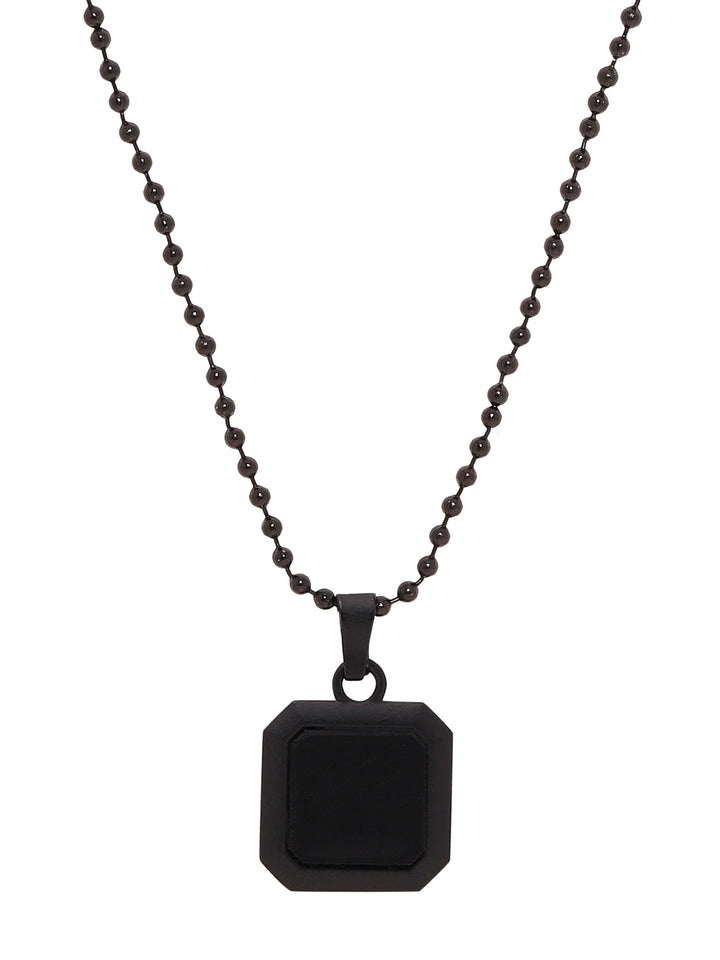 Bold By Priyaasi Black Plated Men's Chain with Square Pendant