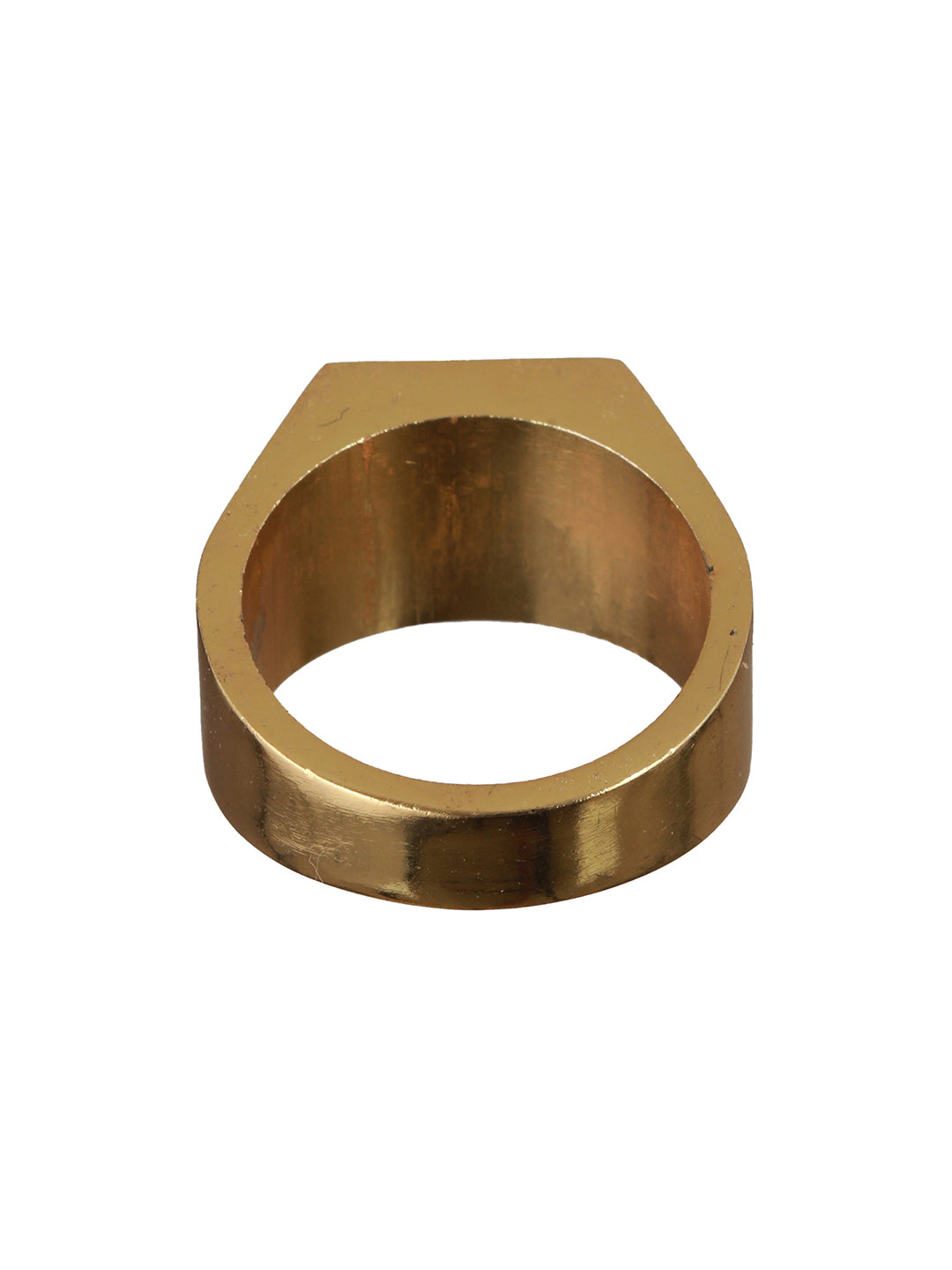 Bold by Priyaasi Gold-Plated AD Studded Block Ring for Men