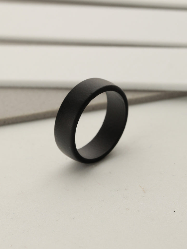 Bold by Priyaasi Solid Stylish Black Band Style Ring for Men