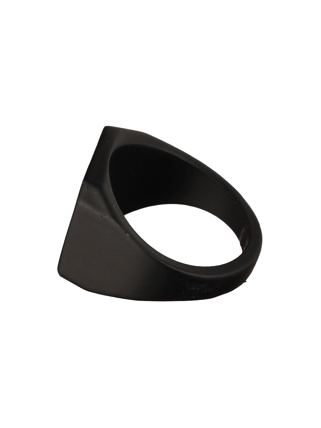 Bold by Priyaasi Solid Black Block Finger Ring for Men