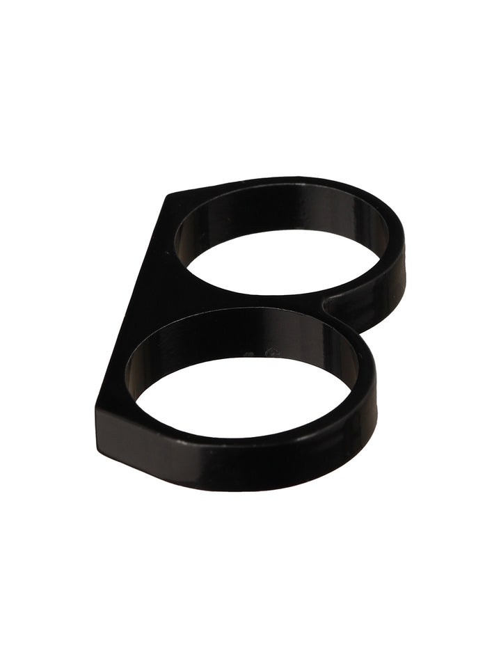 Bold by Priyaasi Black Knuckle Two-Finger Ring for Men