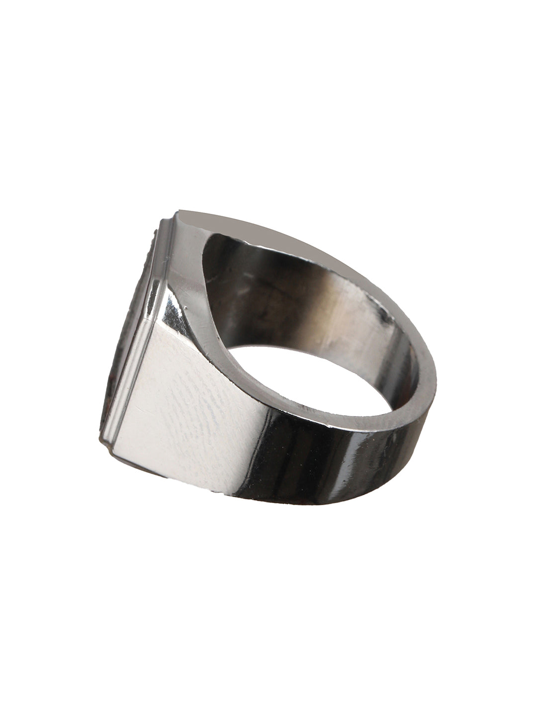 Bold by Priyaasi Geometric Black Stone Silver-Plated Ring for Men