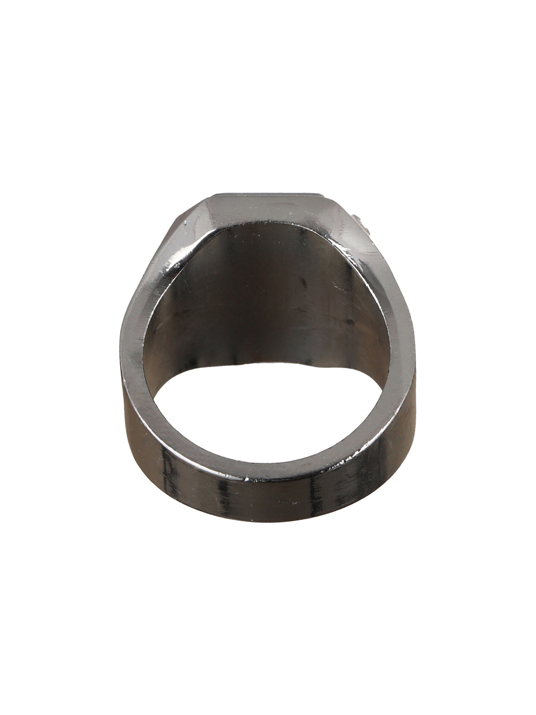 Bold by Priyaasi Geometric Black Stone Silver-Plated Ring for Men