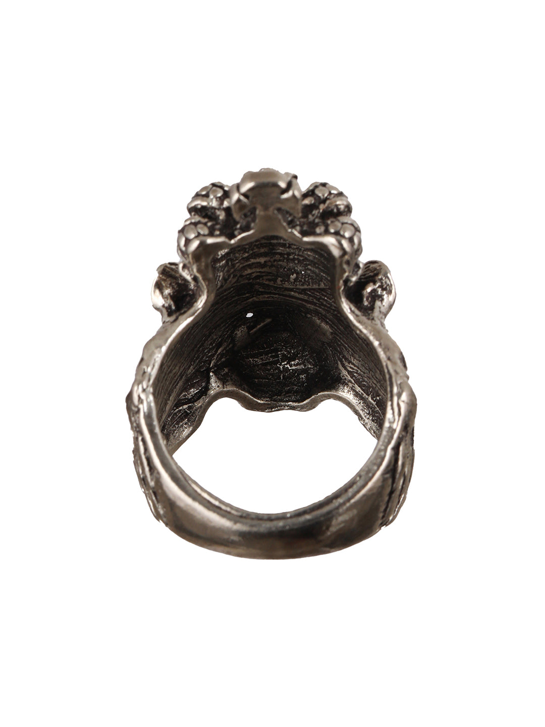 Bold by Priyaasi King Lion Oxidised Silver Ring for Men