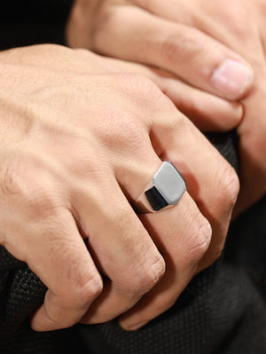 Bold by Priyaasi Stylish Solid Silver-Plated Ring for Men