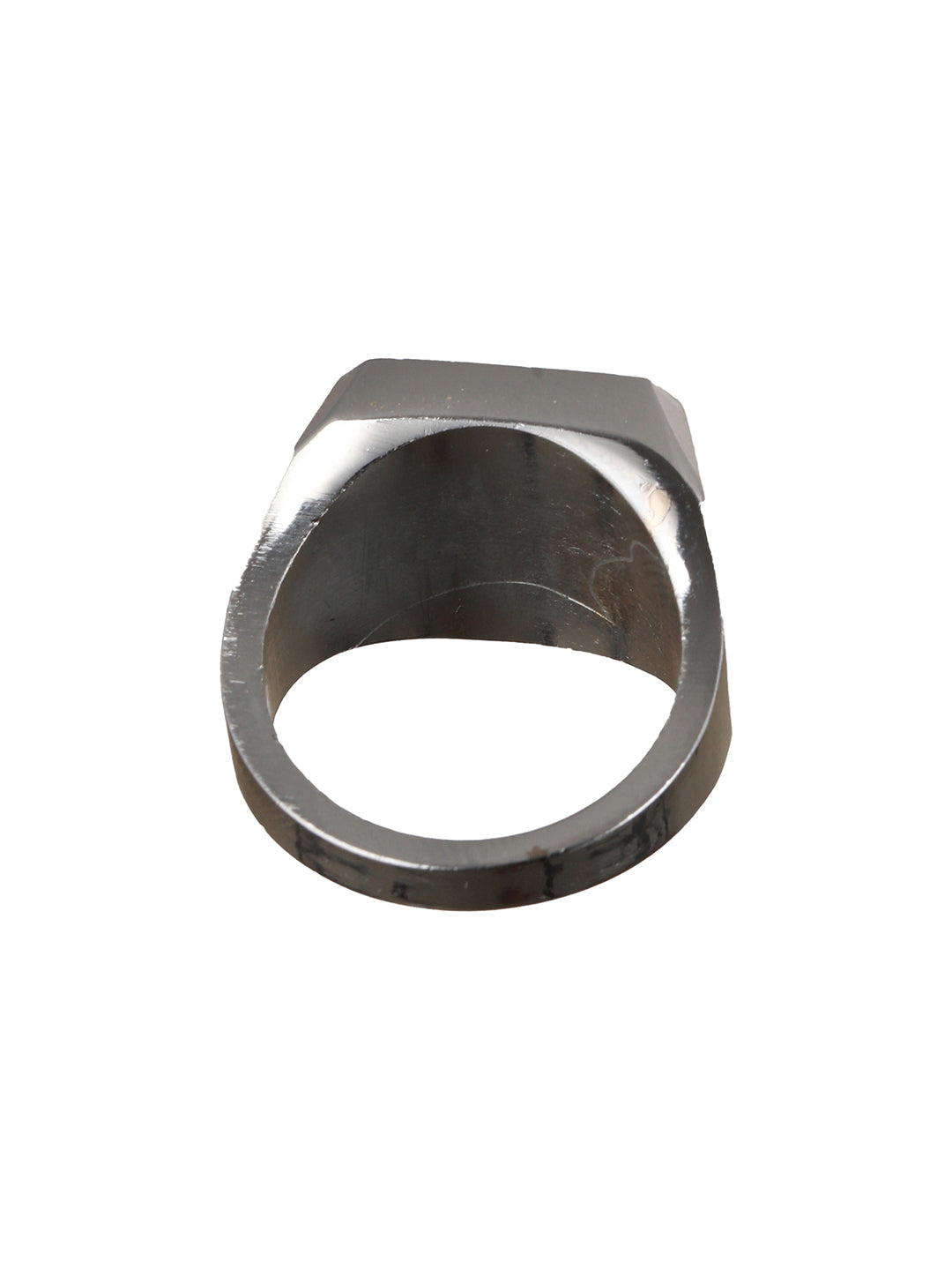 Bold by Priyaasi Black Stone Geometric Silver-Plated Ring for Men