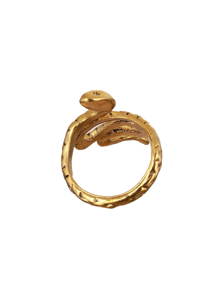Bold by Priyaasi Textured Golden Snake Gold-Plated Ring for Men
