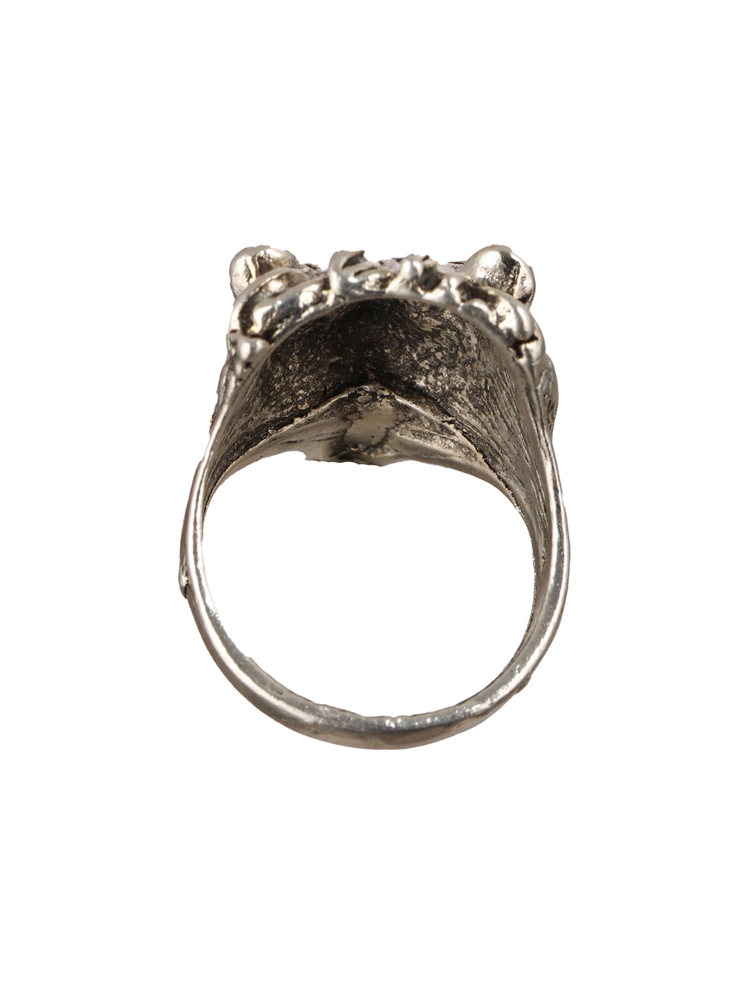 Bold by Priyaasi Red-Eyed Lion Oxidised Silver Ring for Men