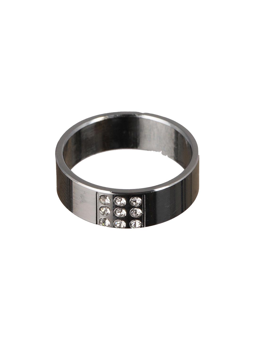 Bold by Priyaasi Trendy AD Silver-Plated Band Style Ring for Men