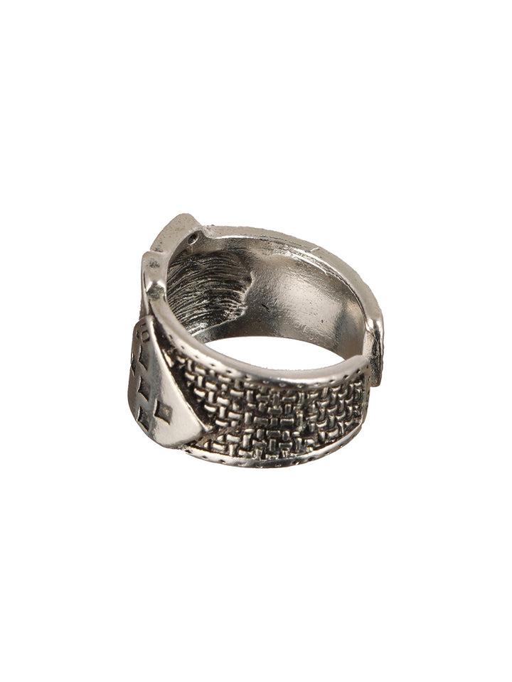 Bold by Priyaasi Taash/Card Design Oxidised Silver Adjustable Ring for Women
