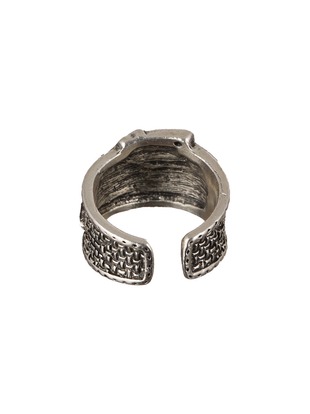 Bold by Priyaasi Taash/Card Design Oxidised Silver Adjustable Ring for Women
