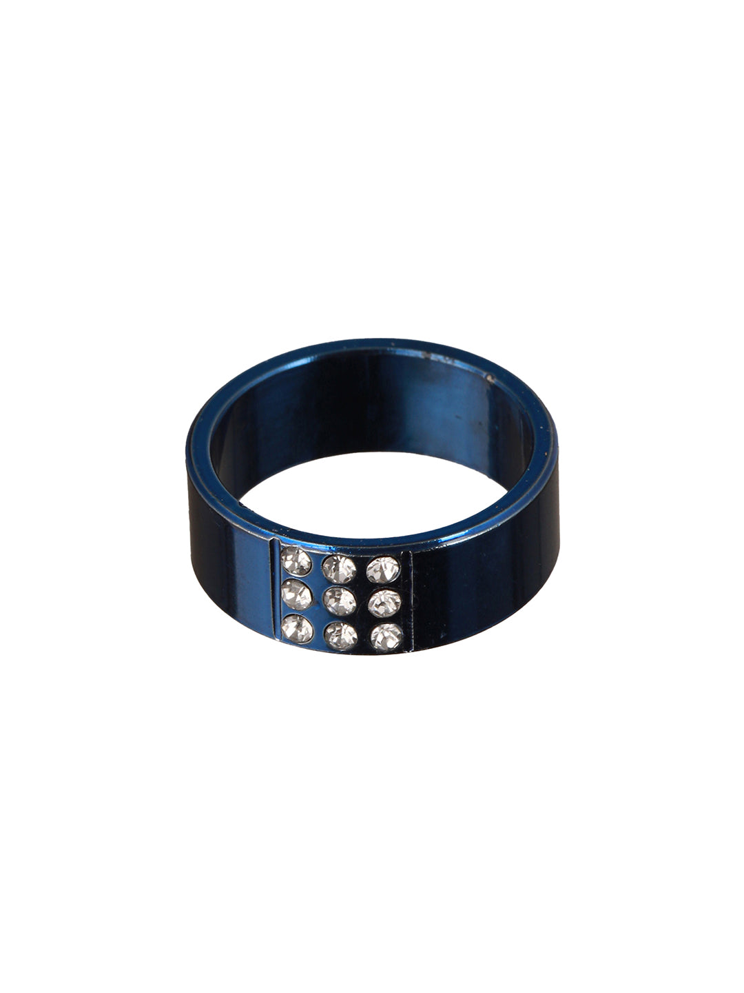 Bold by Priyaasi Blue AD Studded Band Style Ring for Men