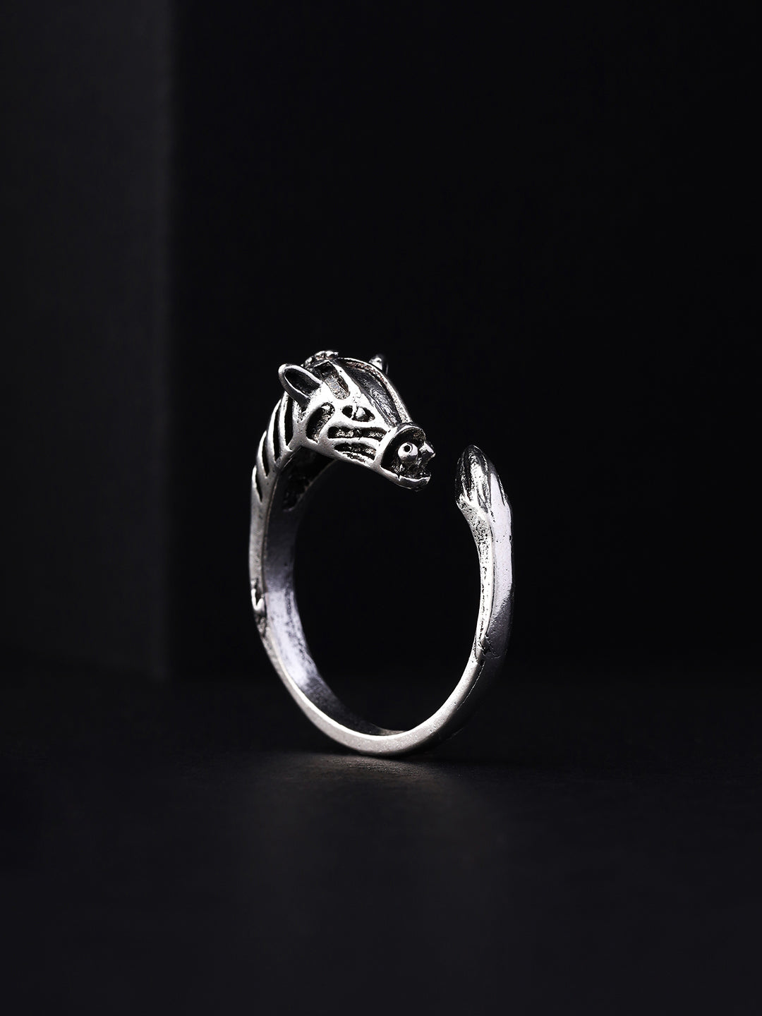 Bold by Priyaasi Bold by Priyaasi Horse Head Shape Equine Elegance Silver Plated Ring for Men