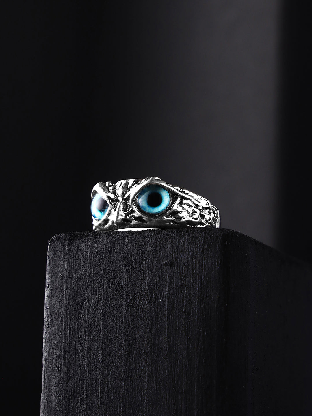 Bold By Priyaasi Owl Eyes Embellished in Silver Plated Ring