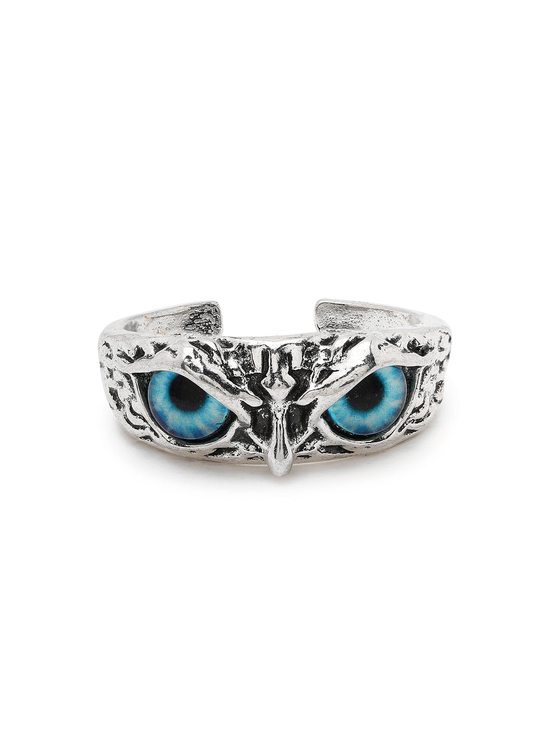 Bold By Priyaasi Owl Eyes Embellished in Silver Plated Ring