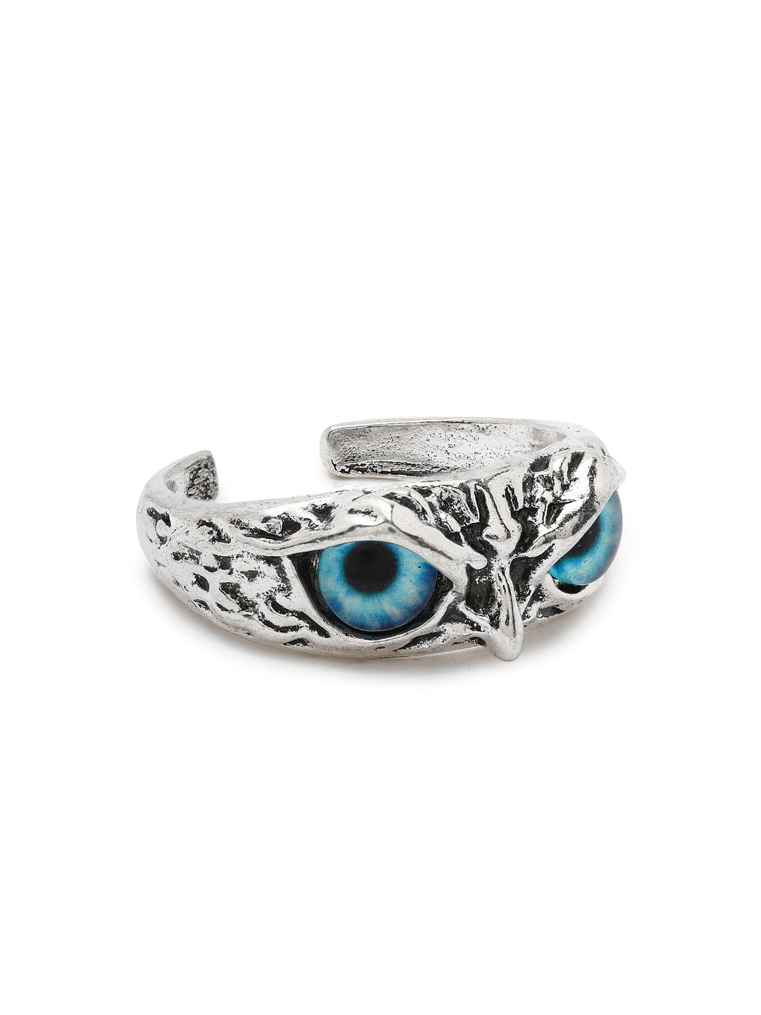 Bold By Priyaasi Owl Eyes Embellished in Silver Plated Ring