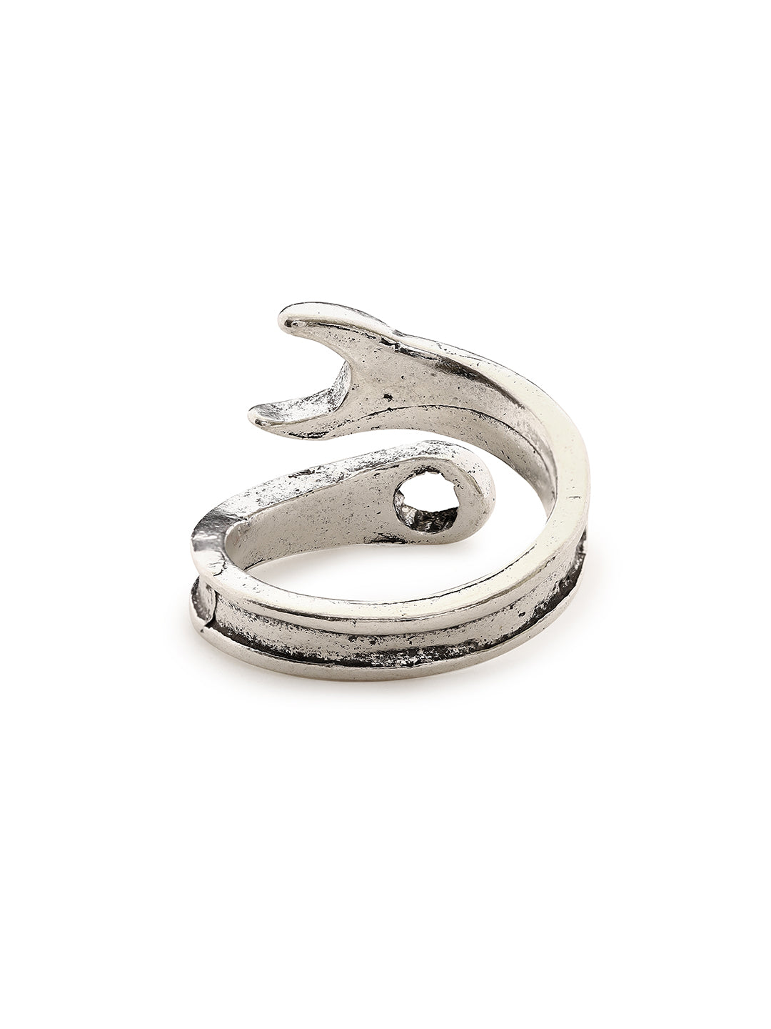 Bold by Priyaasi Silver Plated Men's Ring with Lobster Claws