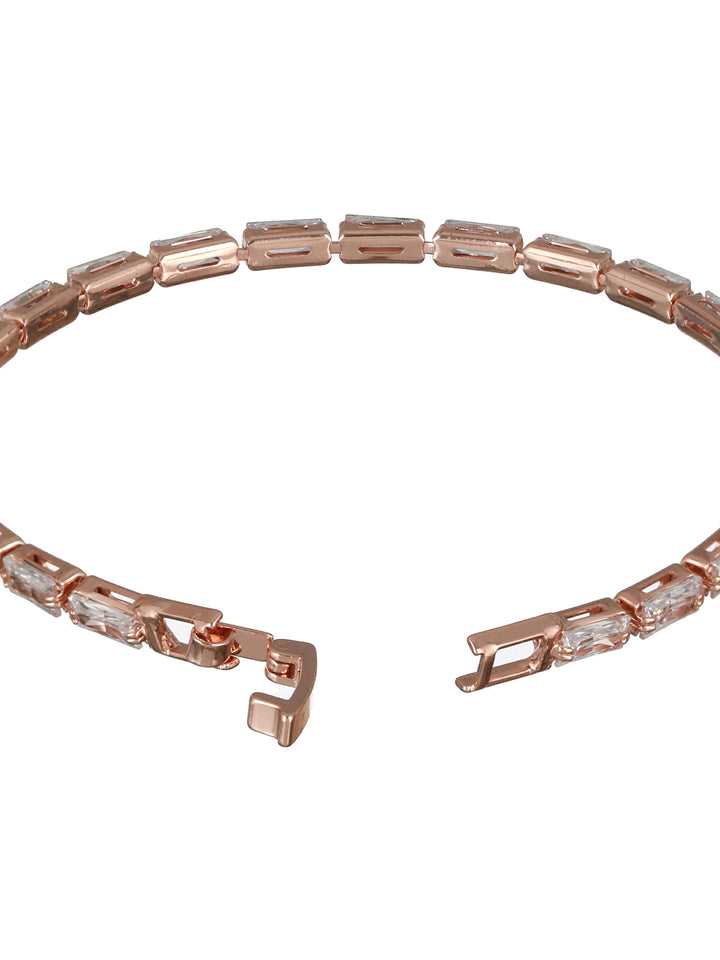 Studded Brick American Diamond Rose Gold-Plated Bracelet