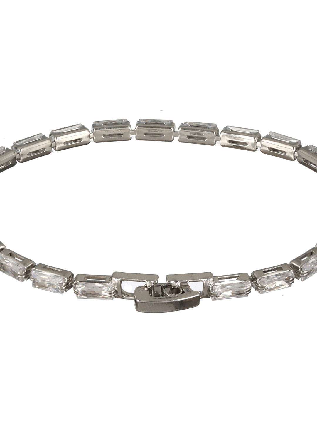 Studded Brick American Diamond Silver-Plated Bracelet