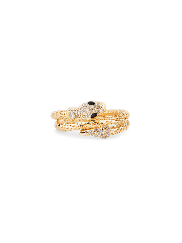 Priyaasi Gold Plated Snake Stone Studded Wraparound Bracelet