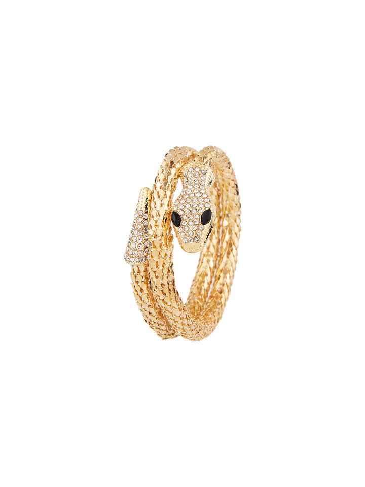 Priyaasi Gold Plated Snake Stone Studded Wraparound Bracelet