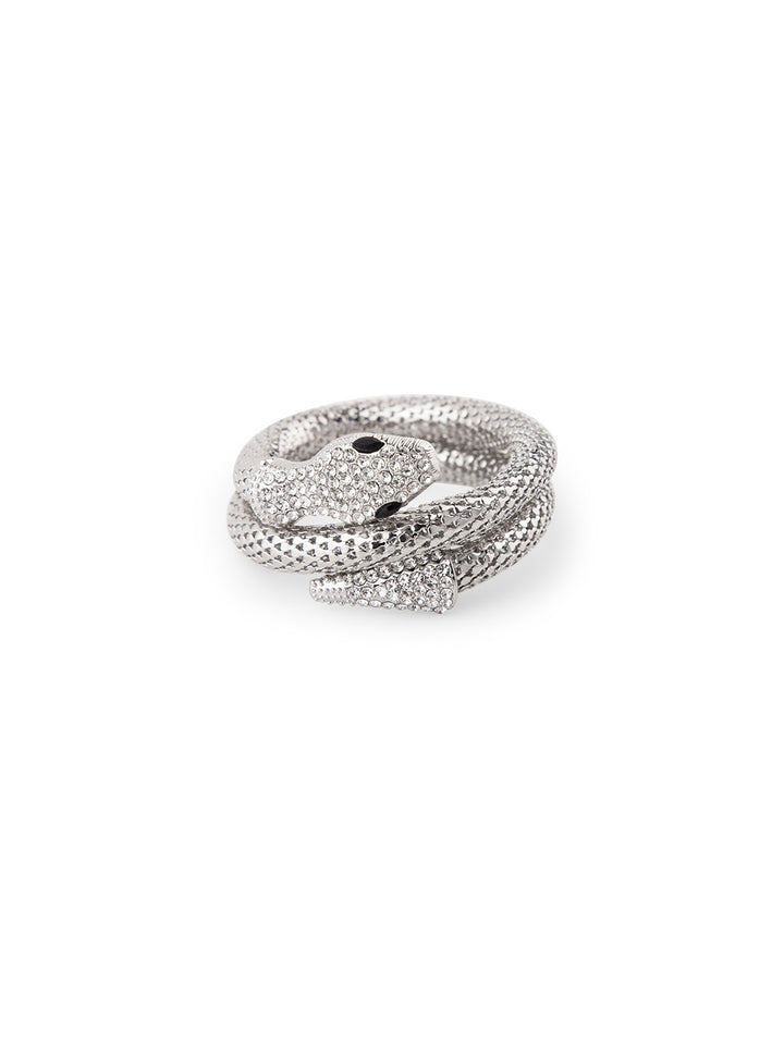 Priyaasi Silver Plated Snake Stone Studded Wraparound Bracelet
