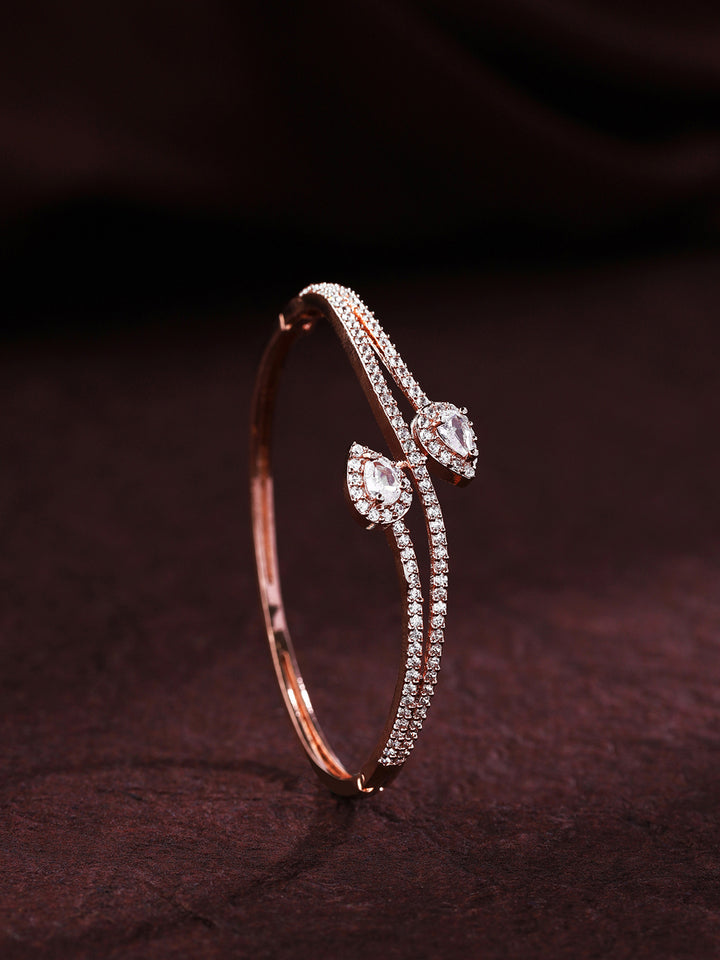 Priyaasi Rose Gold-Plated Bracelet with Graceful Leaf Design