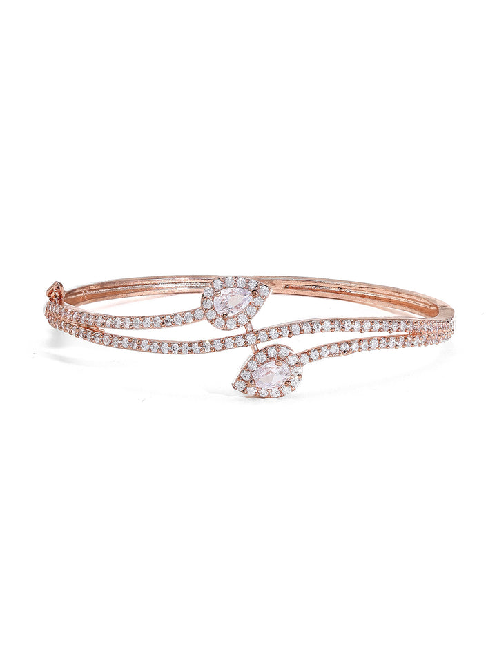 Priyaasi Rose Gold-Plated Bracelet with Graceful Leaf Design