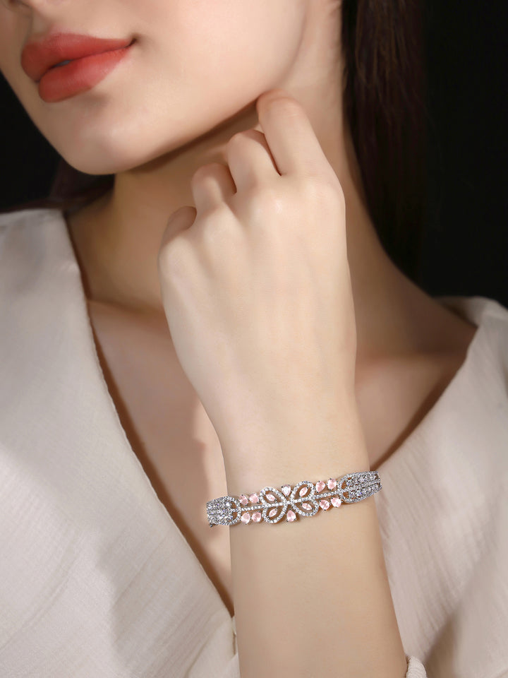 Priyaasi American Diamond Sparkle on Silver-Plated Bracelet