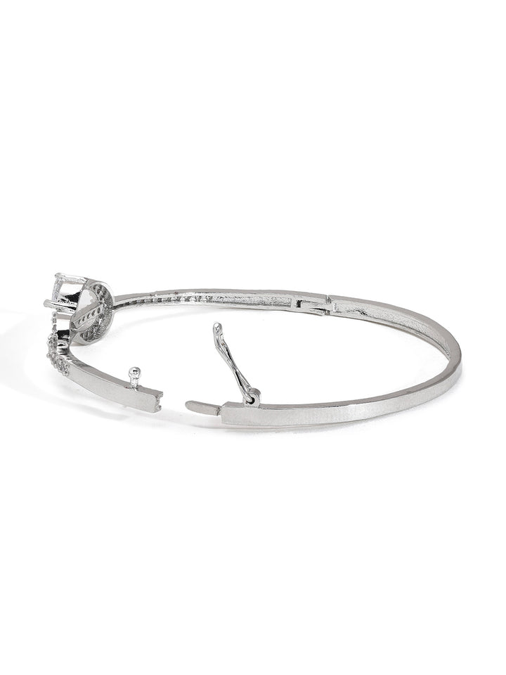 Priyaasi American Diamond Adorned Silver-Plated Bracelet