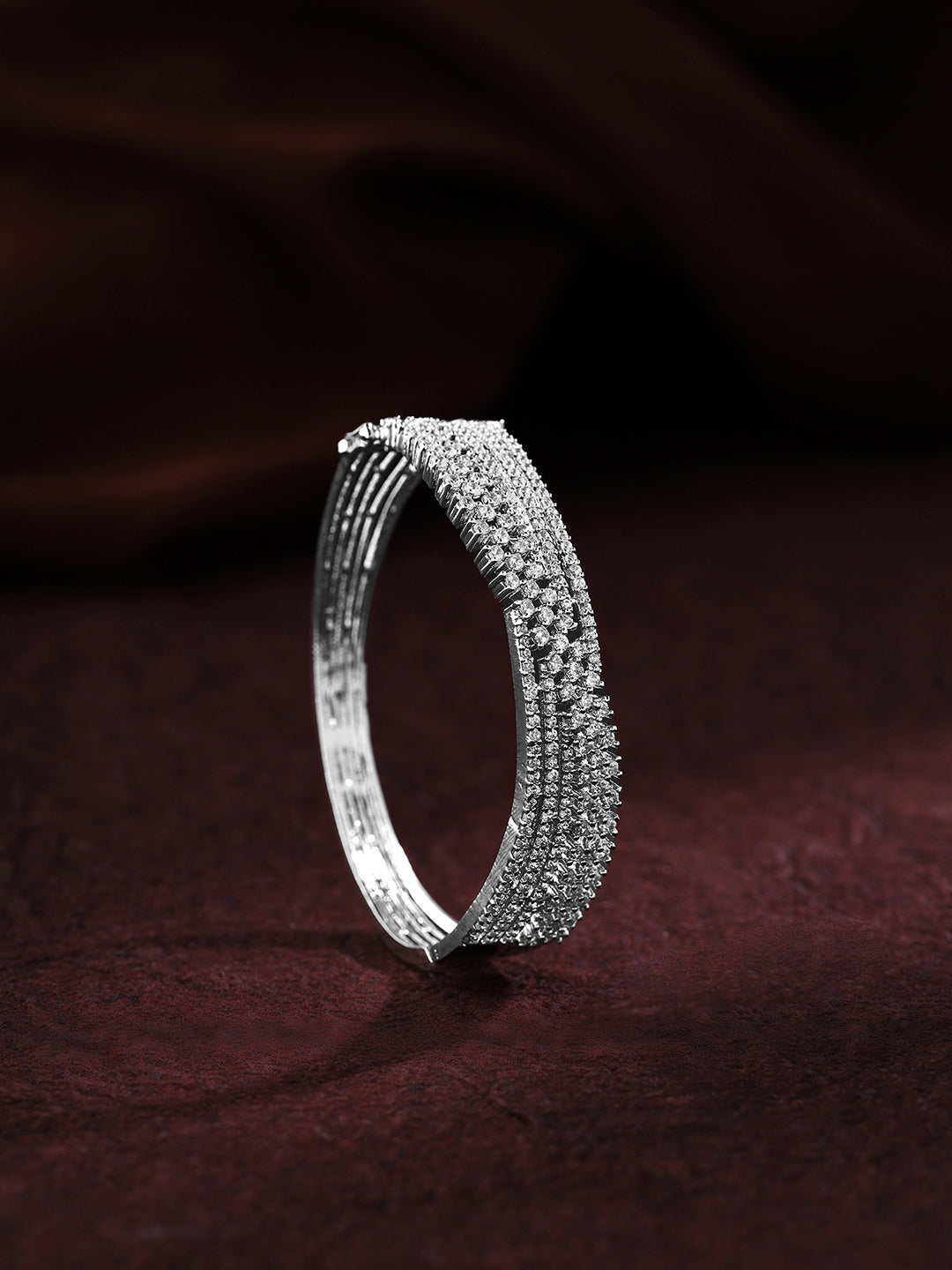 Priyaasi American Diamond Brilliance Adorns Our Silver-Plated Bracelet