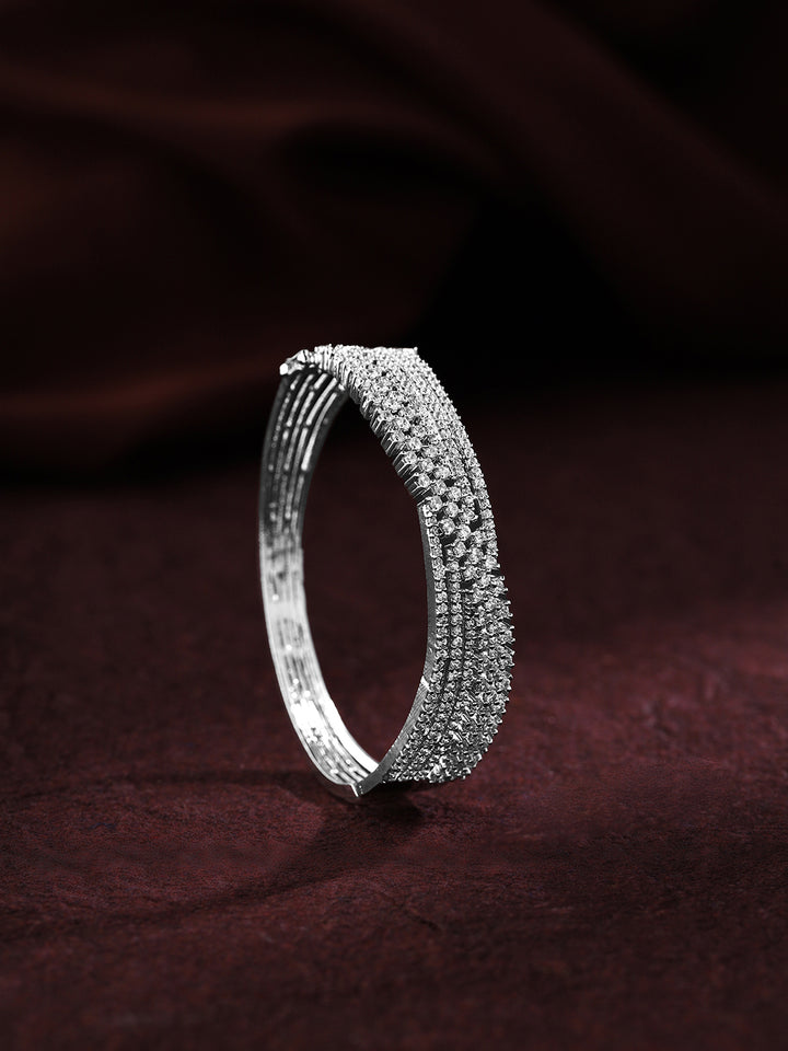 Priyaasi American Diamond Brilliance Adorns Our Silver-Plated Bracelet