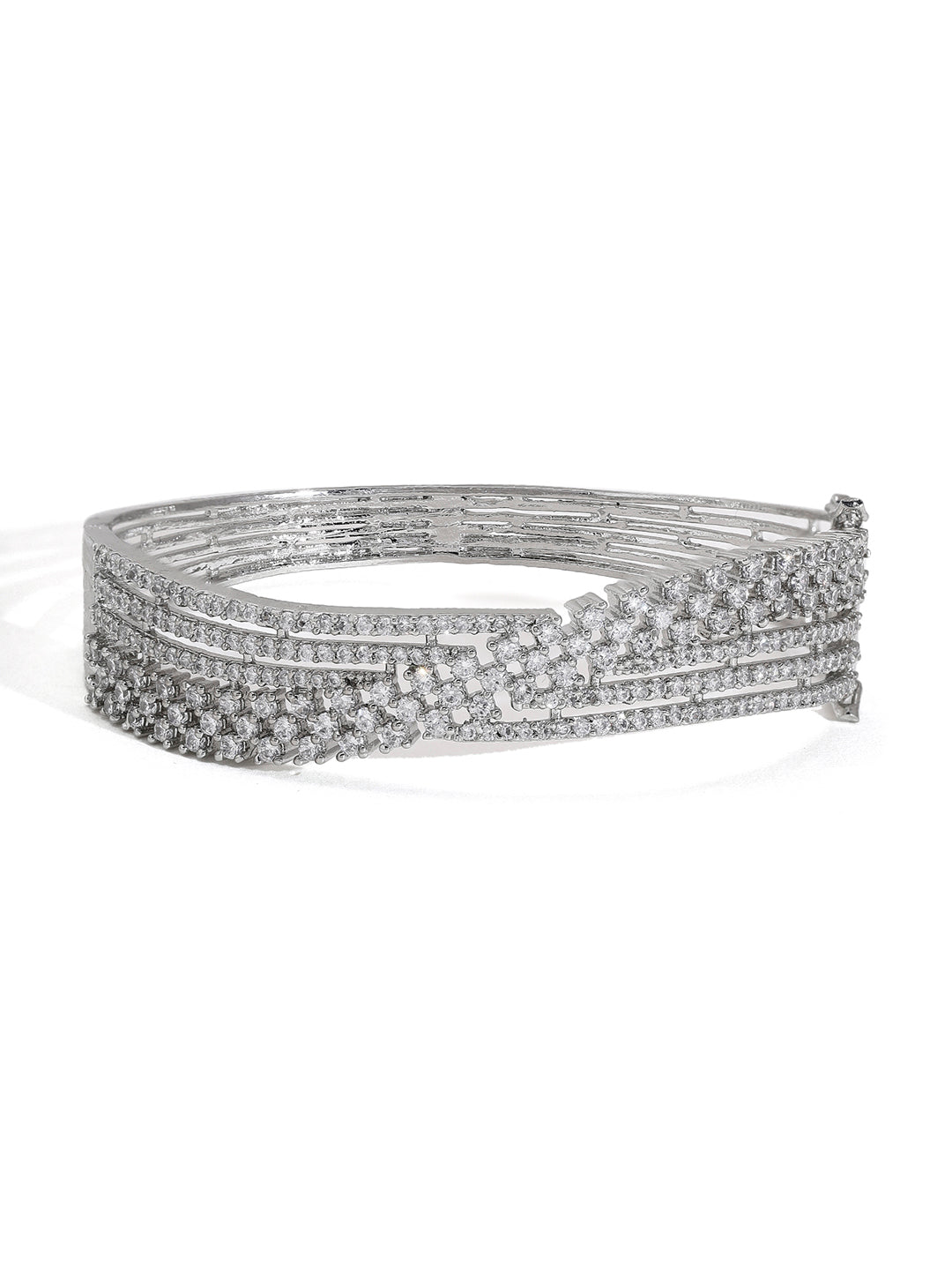 Priyaasi American Diamond Brilliance Adorns Our Silver-Plated Bracelet