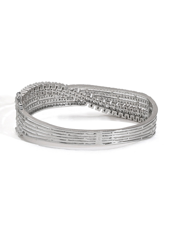 Priyaasi American Diamond Brilliance Adorns Our Silver-Plated Bracelet