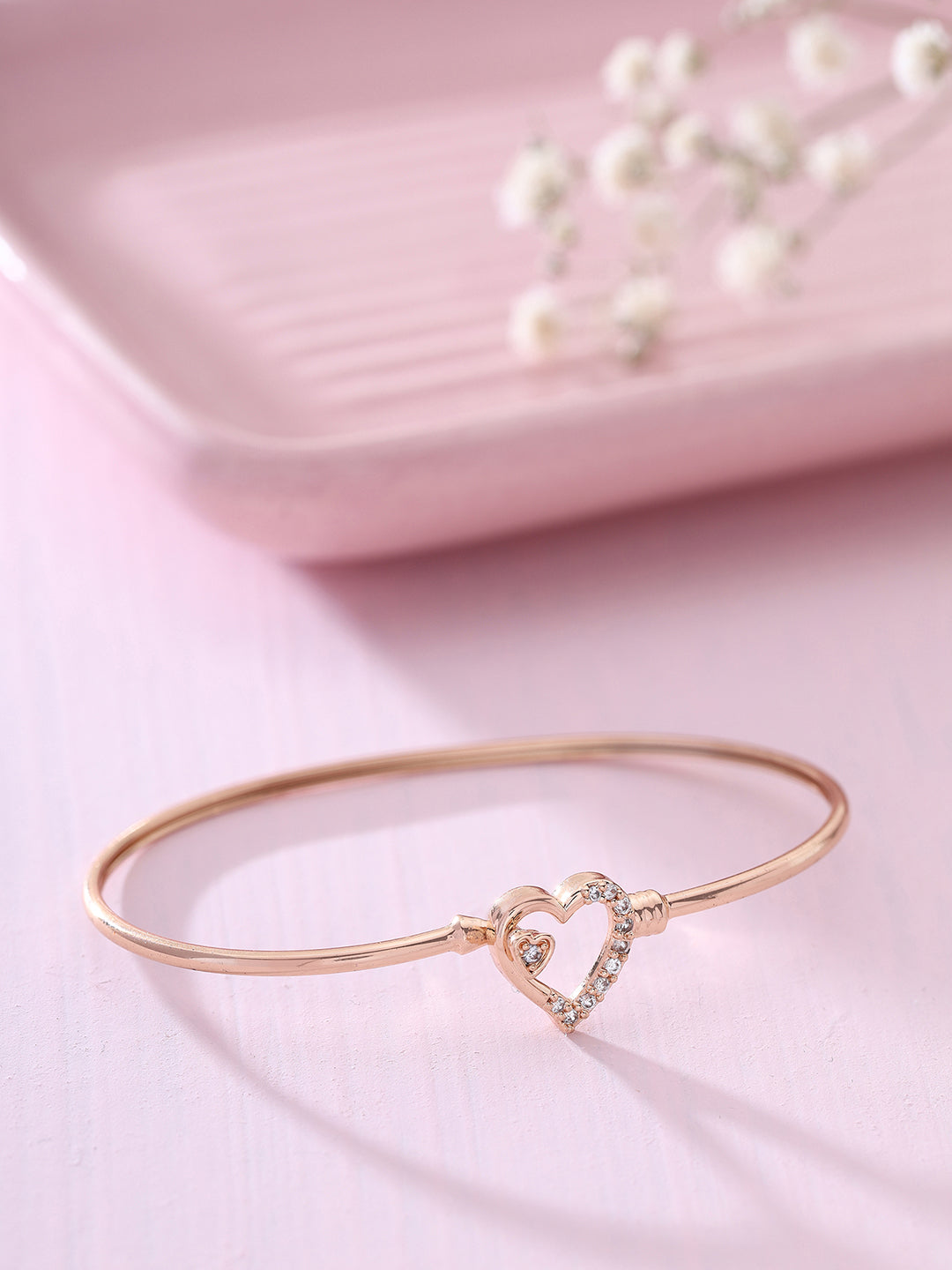 Prita American Diamond Simple Heart Bracelet