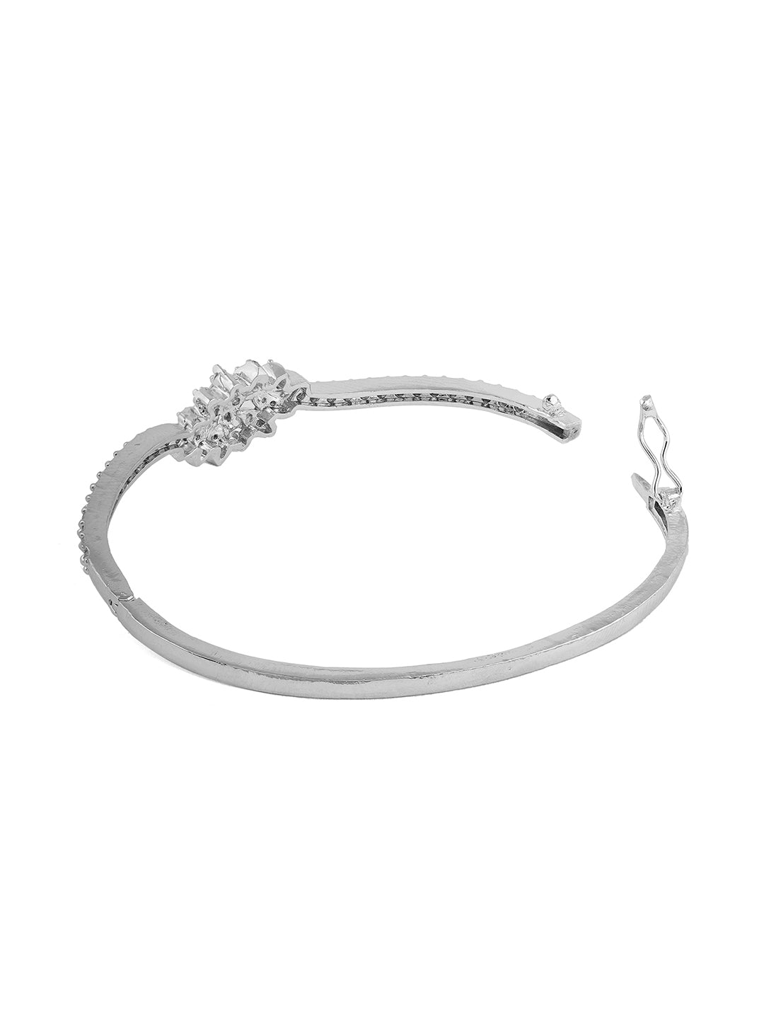 Priyaasi American Diamond Floral Silver Bracelet