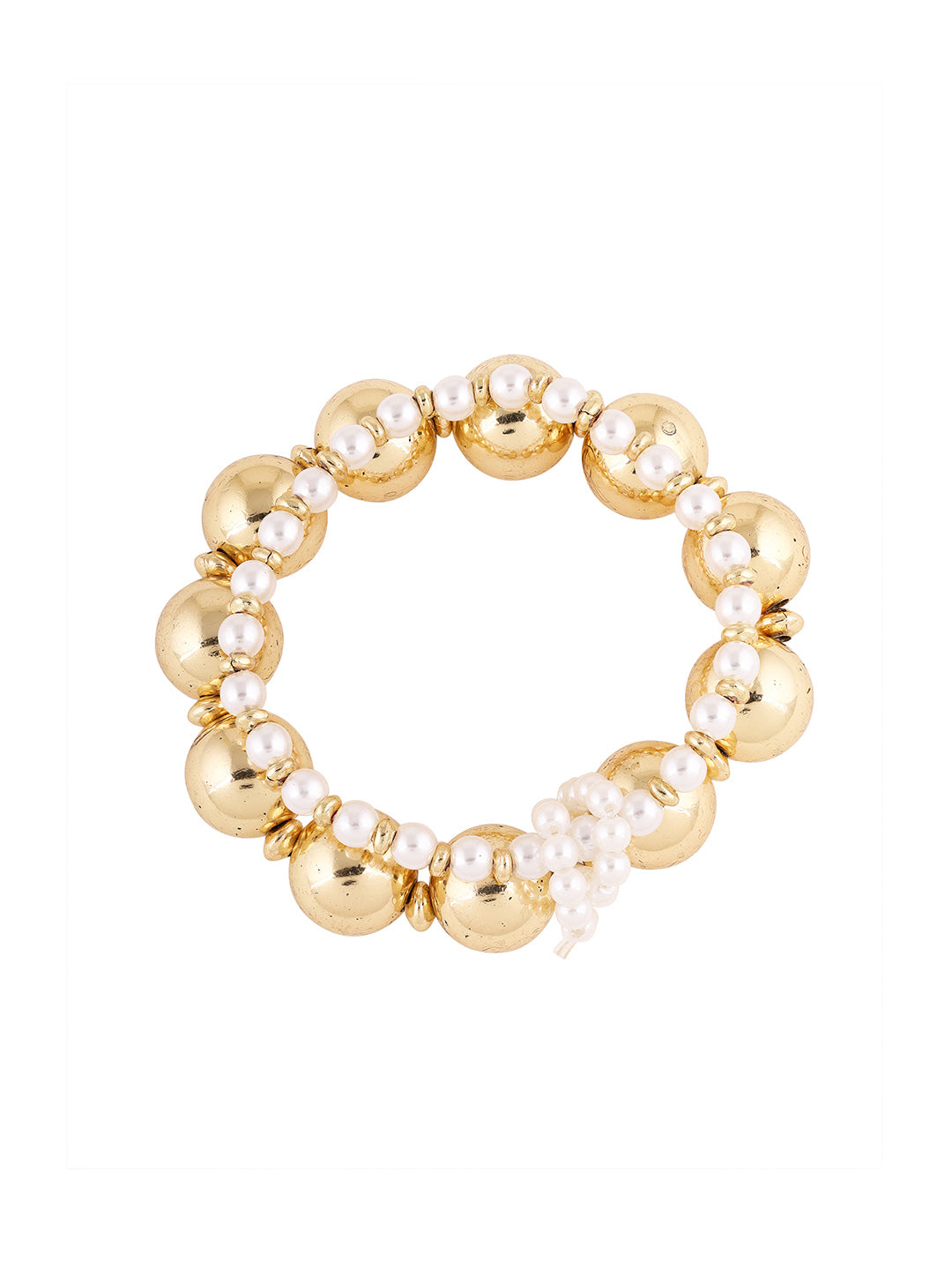 Priyaasi Fancy Pearl Gold Balls Gold Plated Bracelet