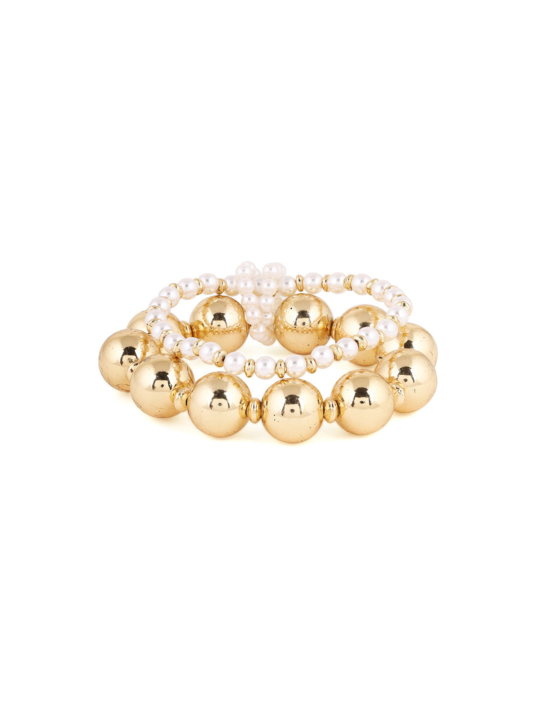 Priyaasi Fancy Pearl Gold Balls Gold Plated Bracelet