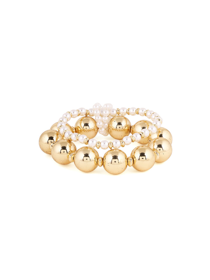 Priyaasi Fancy Pearl Gold Balls Gold Plated Bracelet