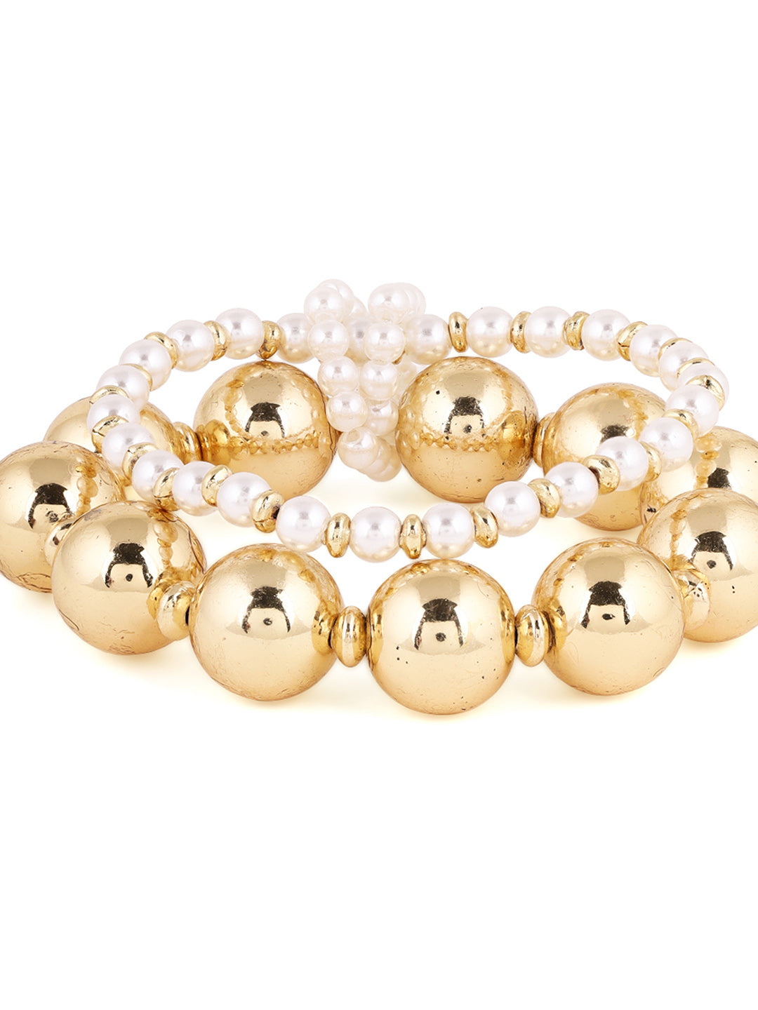 Priyaasi Fancy Pearl Gold Balls Gold Plated Bracelet