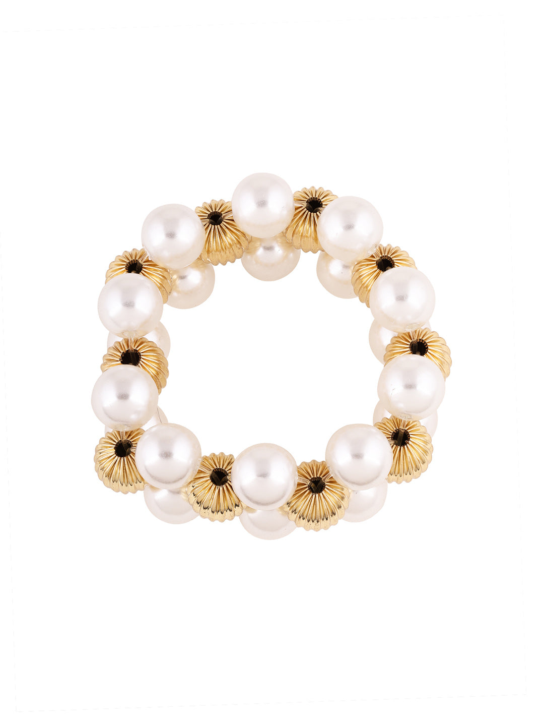 Priyaasi Simple Gold Pearl Beaded Balls Gold Plated Bracelet