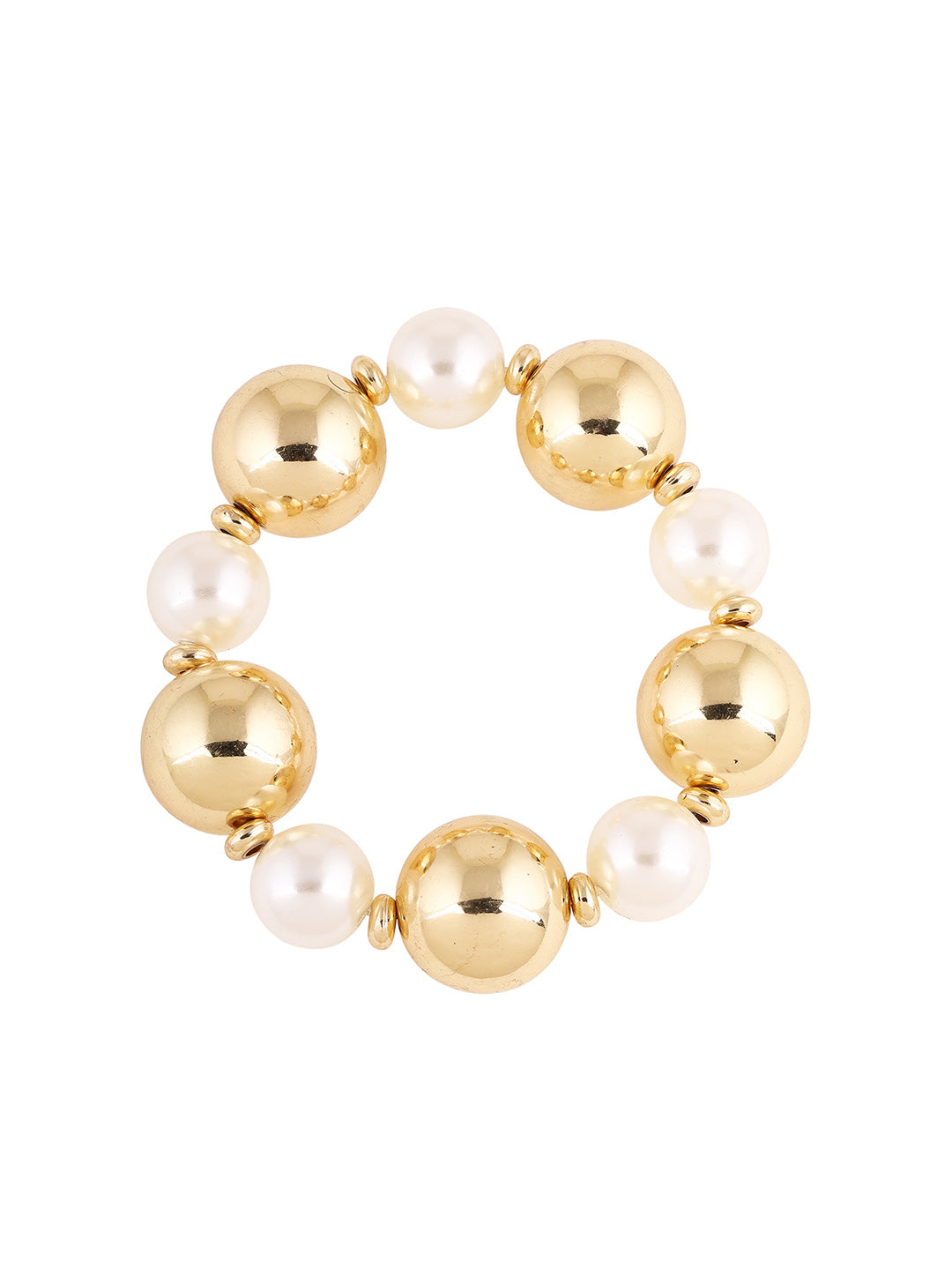 Priyaasi Gold Pearl Sequenced Balls Gold Plated Bracelet