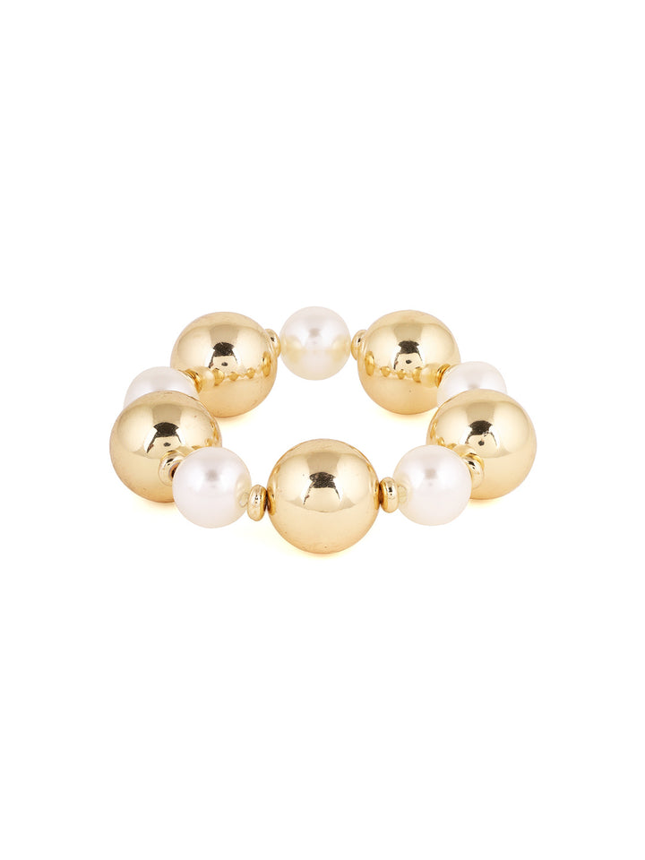 Priyaasi Gold Pearl Sequenced Balls Gold Plated Bracelet