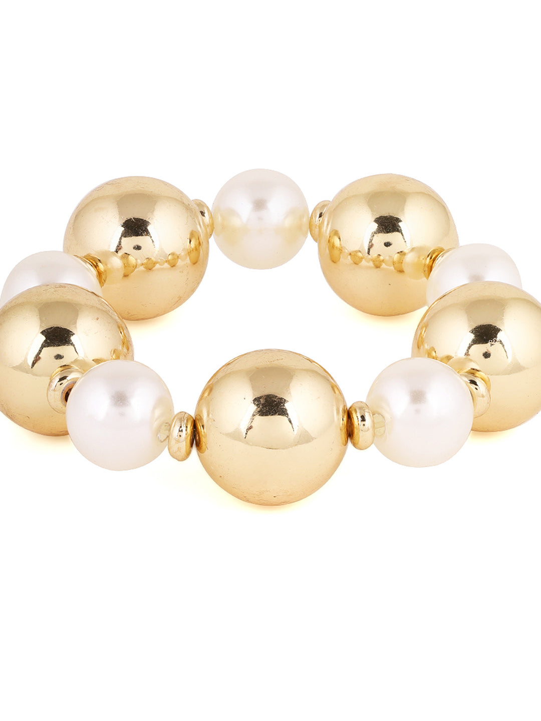 Priyaasi Gold Pearl Sequenced Balls Gold Plated Bracelet