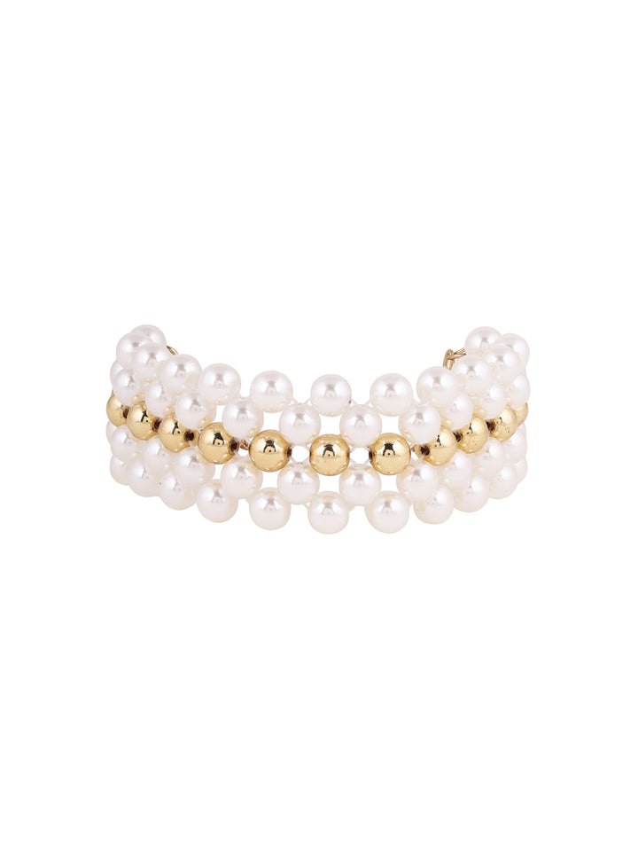 Priyaasi Gold-Plated Pearls-Beaded Wraparound Bracelet