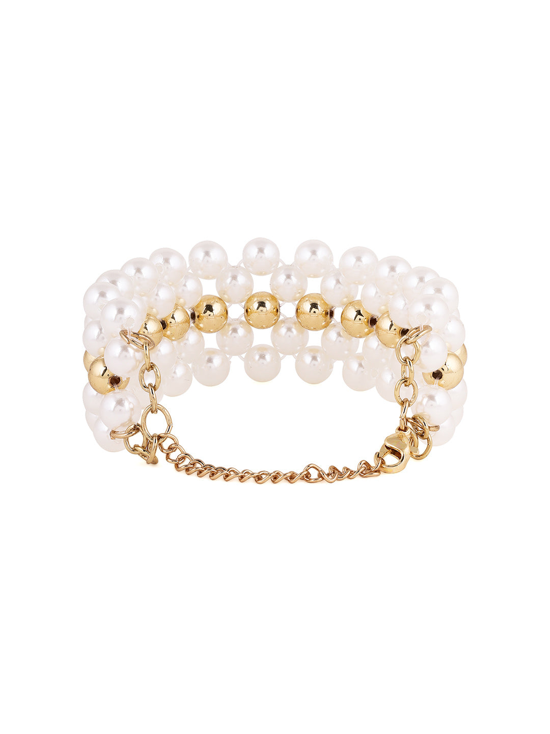 Priyaasi Gold-Plated Pearls-Beaded Wraparound Bracelet