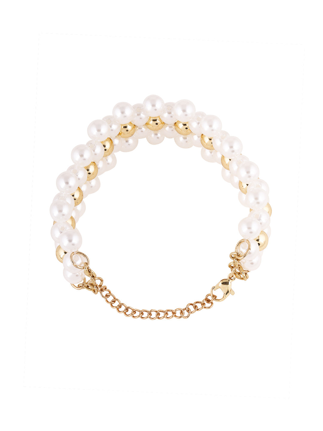 Priyaasi Gold-Plated Pearls-Beaded Wraparound Bracelet