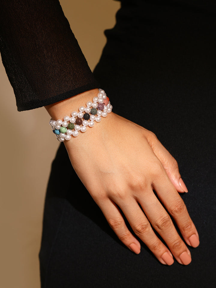 Priyaasi Spiffy Pearl Multicolor Beads Sequenced Fashiony Bracelet
